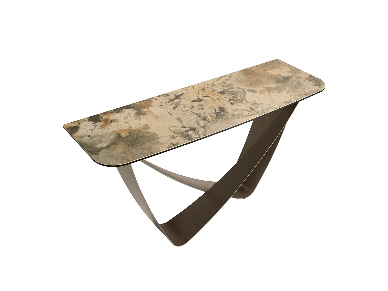 Table console rectangulaire en marbre porcelaine et acier métallique taupe 3269 ANGEL CERDA