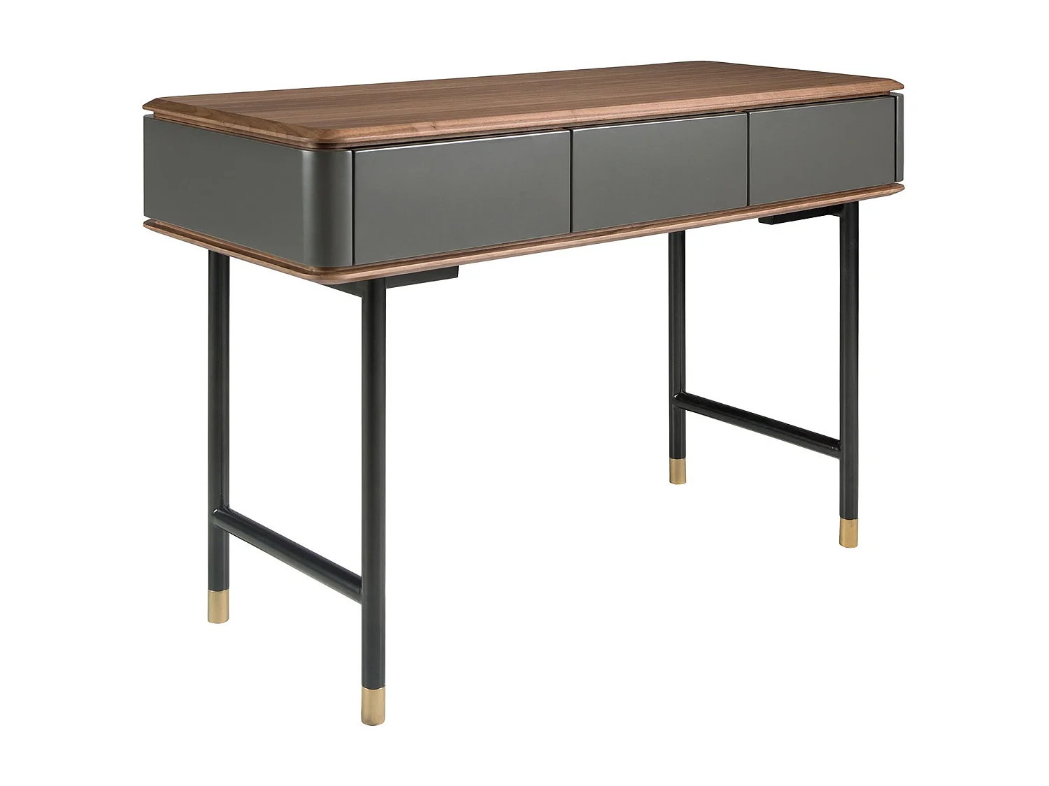 Console rectangulaire en noyer, bois gris foncé mat et acier noir 7171 ANGEL CERDA