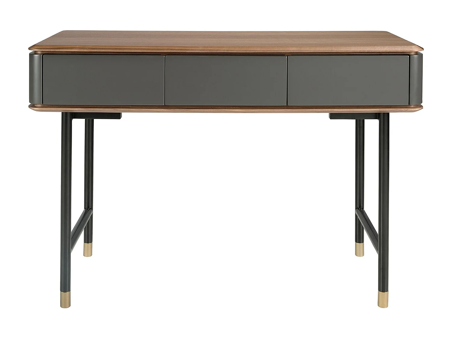 Console rectangulaire en noyer, bois gris foncé mat et acier noir 7171 ANGEL CERDA