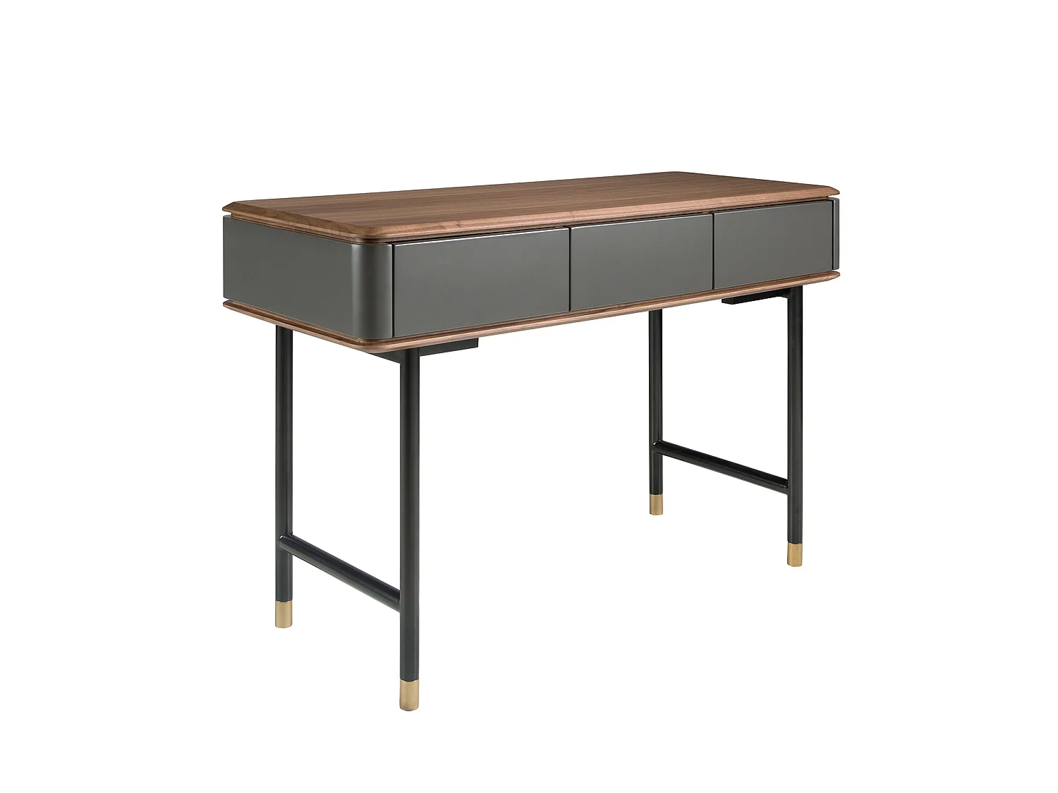 Console rectangulaire en noyer, bois gris foncé mat et acier noir 7171 ANGEL CERDA