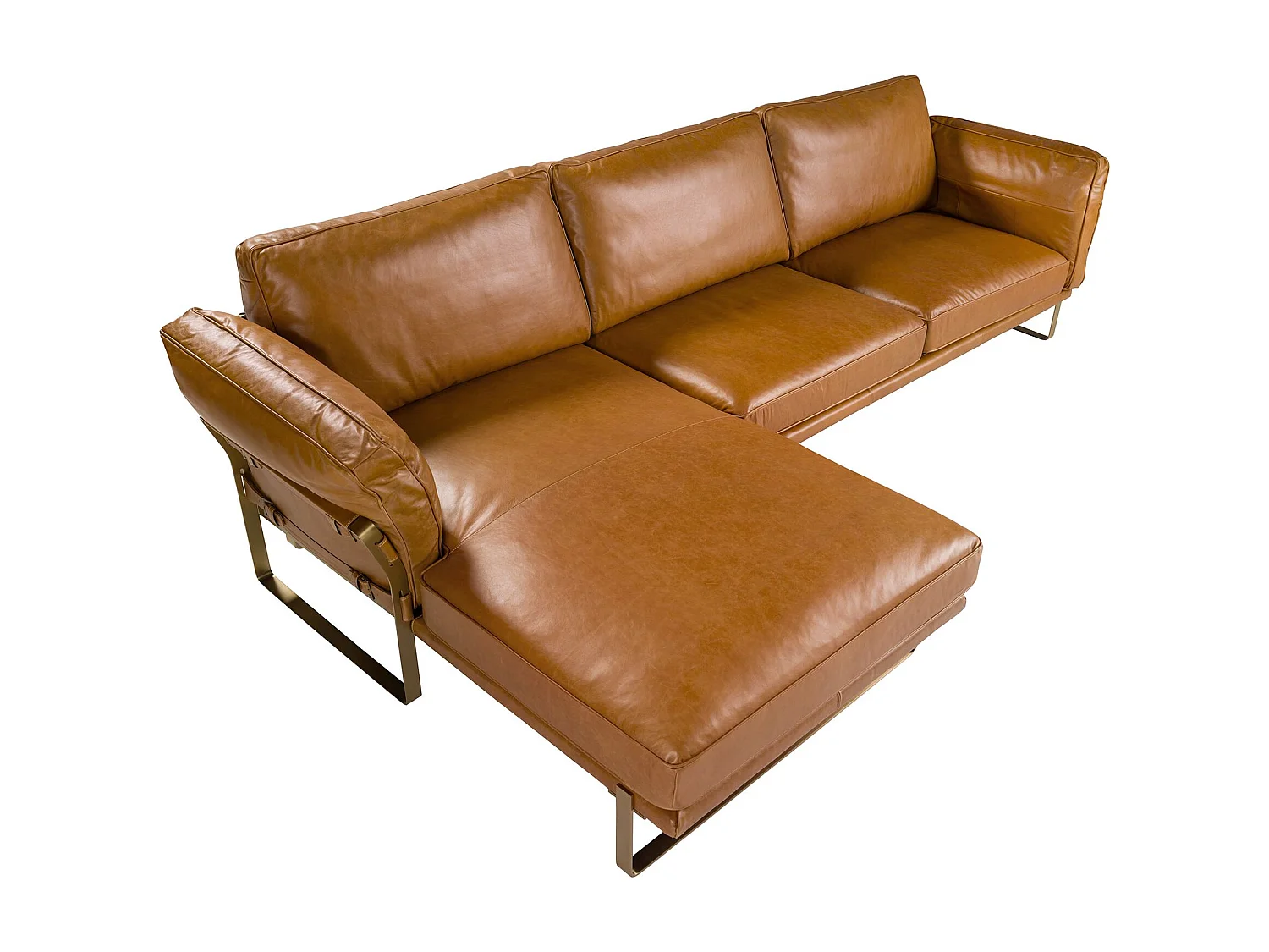 Canapé d'angle gauche en cuir camel 6231 ANGEL CERDA