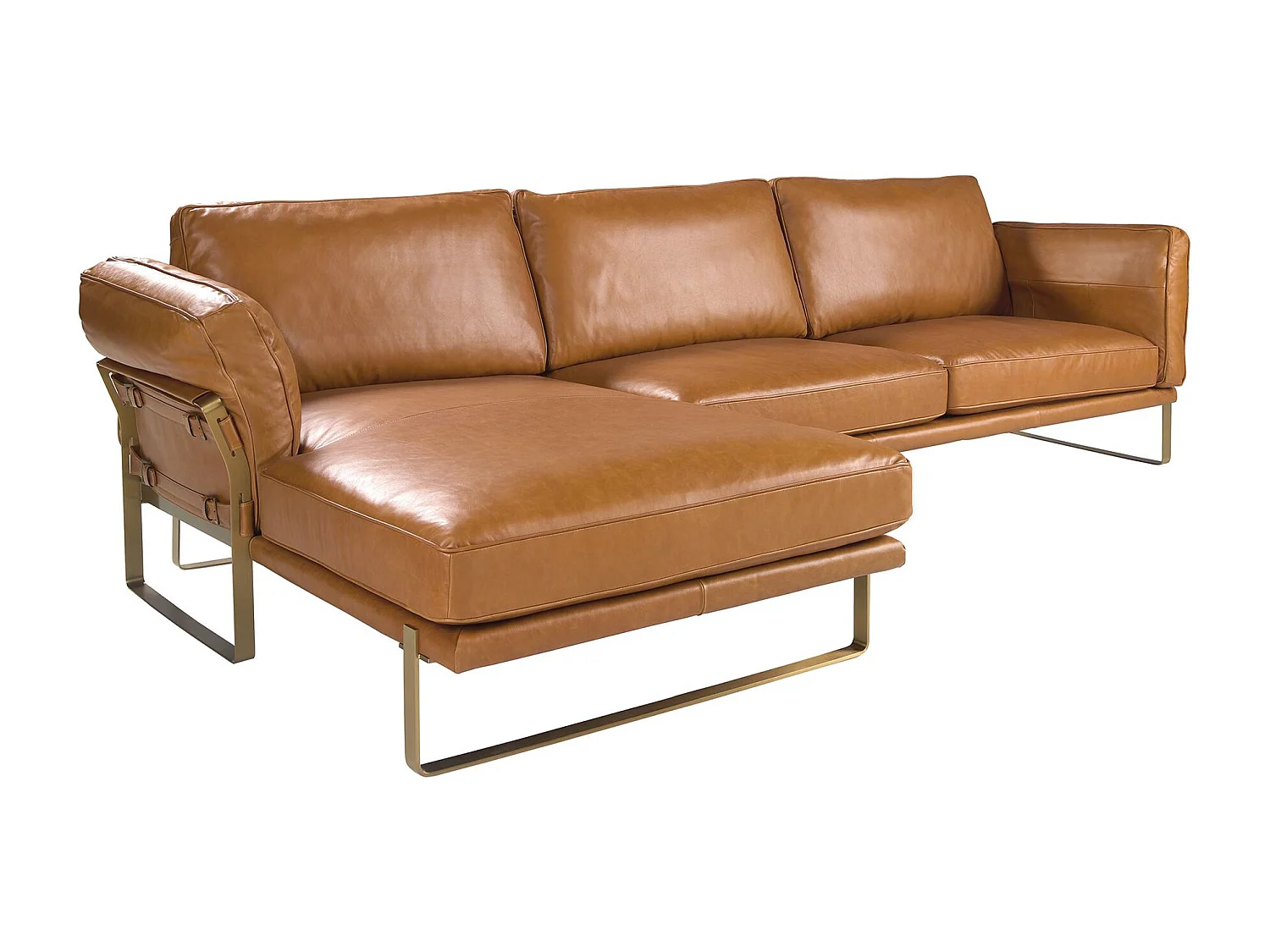 Canapé d'angle gauche en cuir camel 6231 ANGEL CERDA