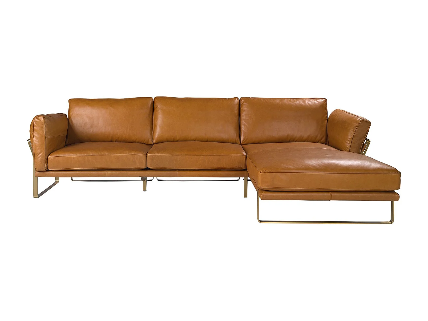 Canapé d'angle droite en cuir camel 6232 ANGEL CERDA