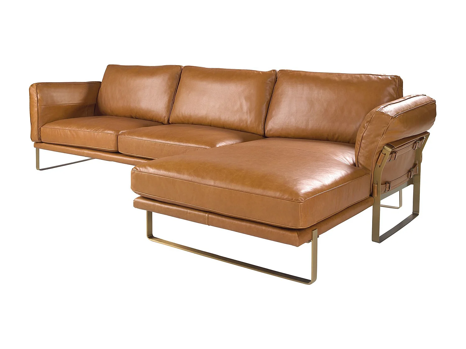 Canapé d'angle droite en cuir camel 6232 ANGEL CERDA