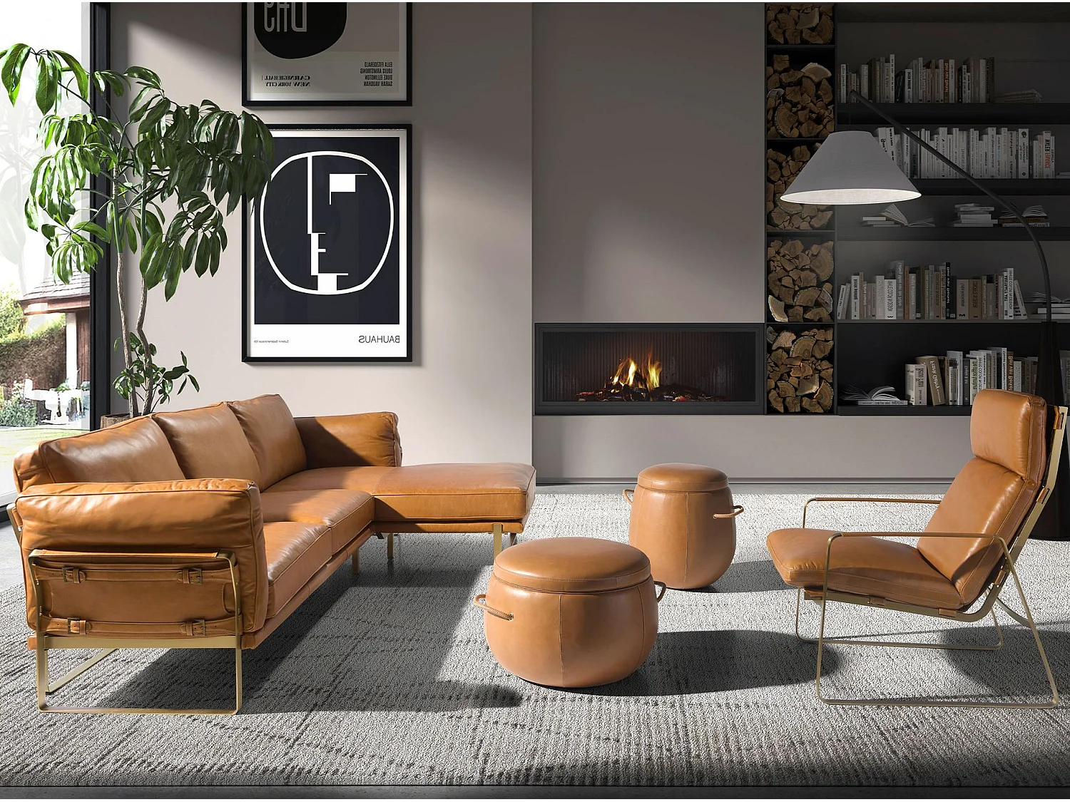 Rechter chaise longue bank in camelle leder 6232 ANGEL CERDA