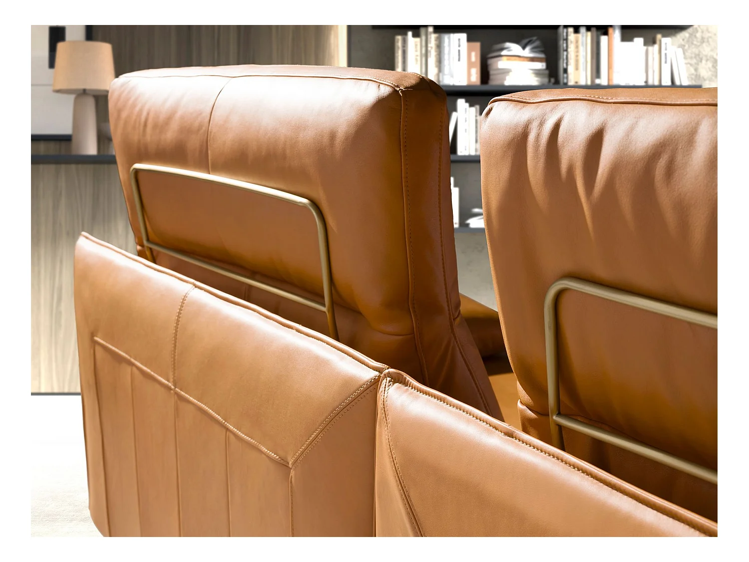 Linker chaise longue bank in bruin terracotta leer