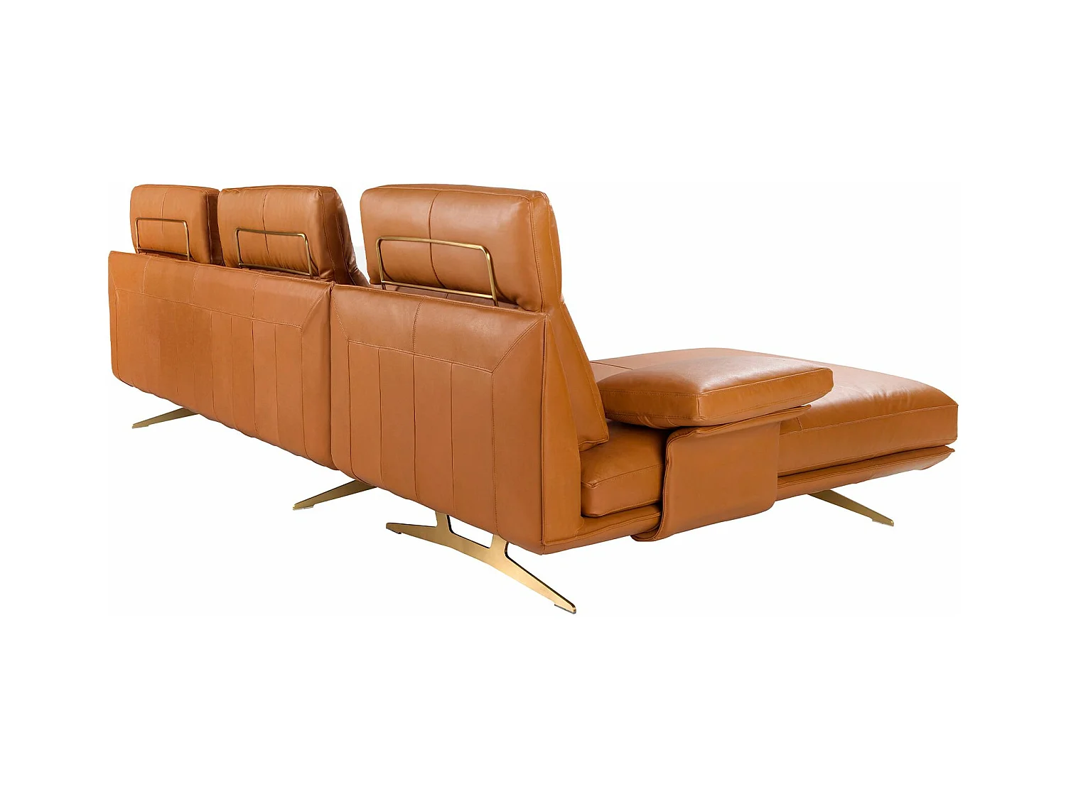 Linker chaise longue bank in bruin terracotta leer