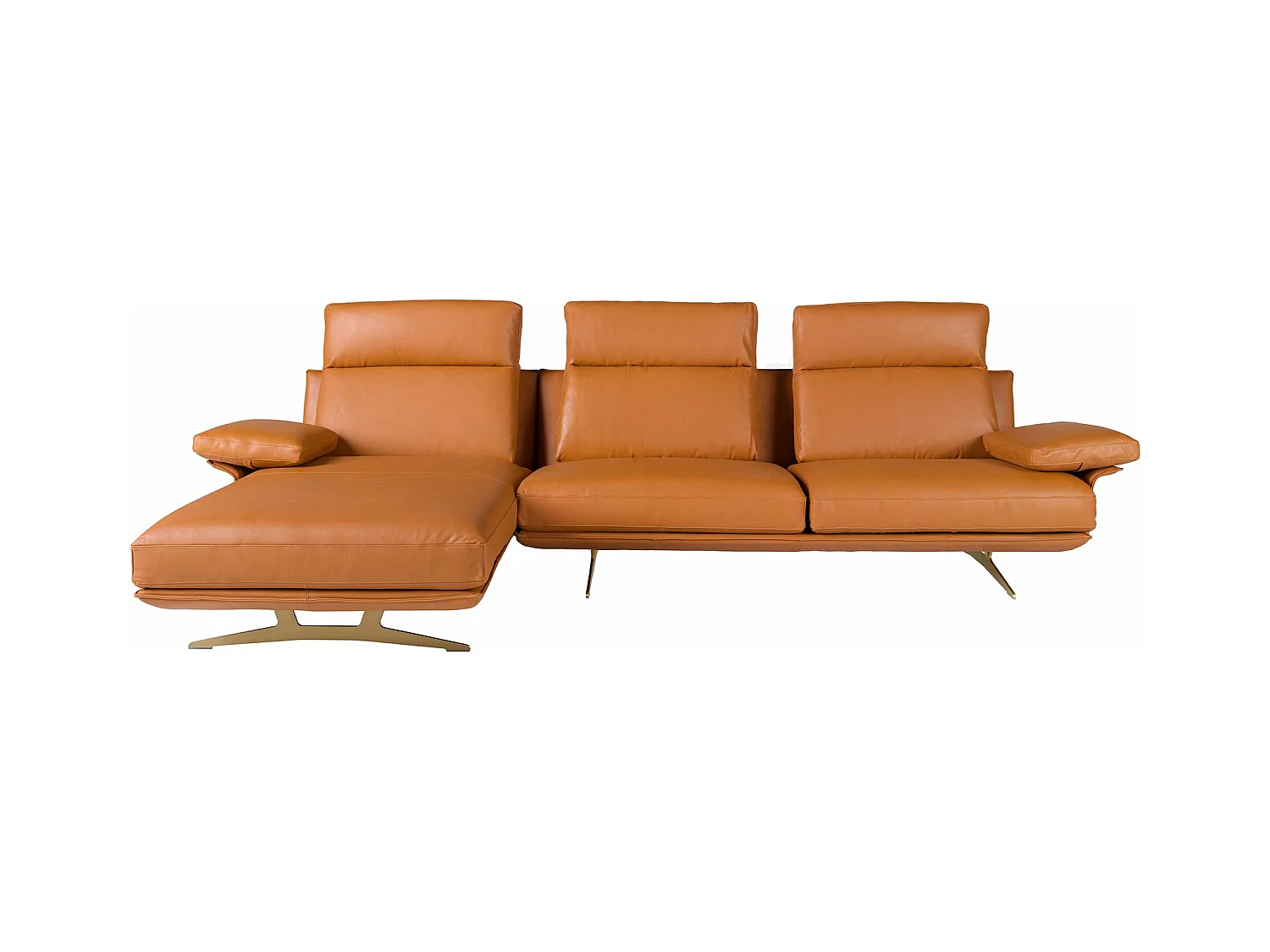 Linker chaise longue bank in bruin terracotta leer