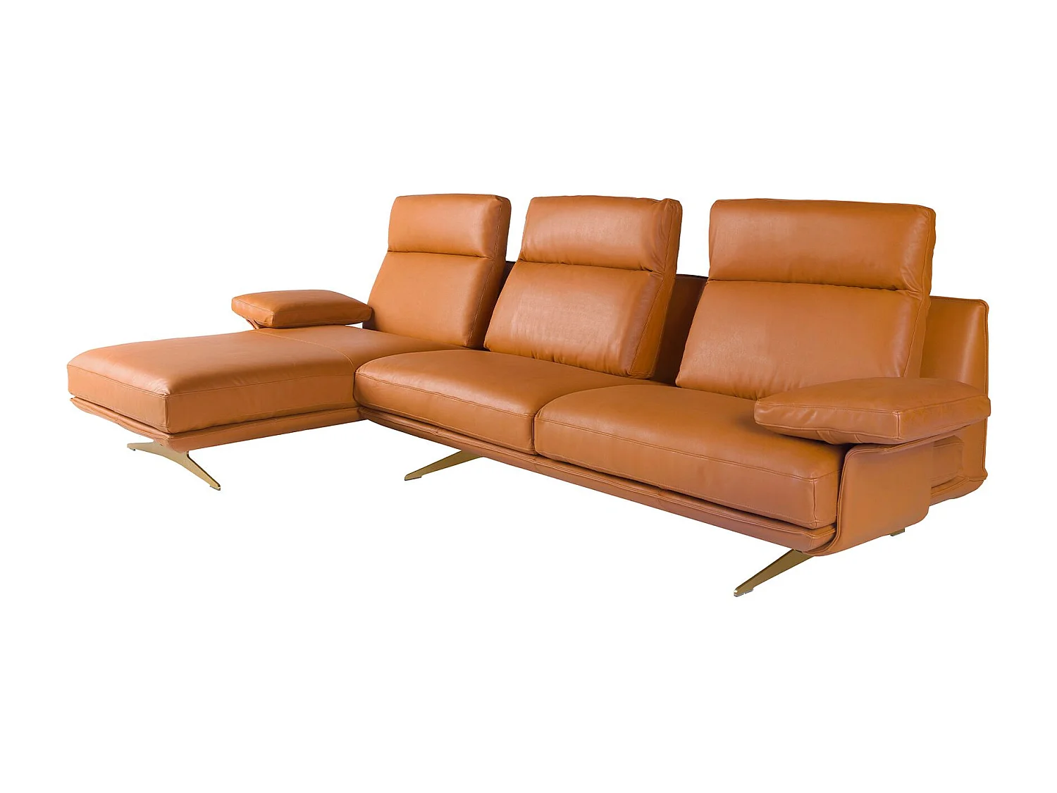 Canapé d'angle gauche en cuir terracotta marron 6226 ANGEL CERDA