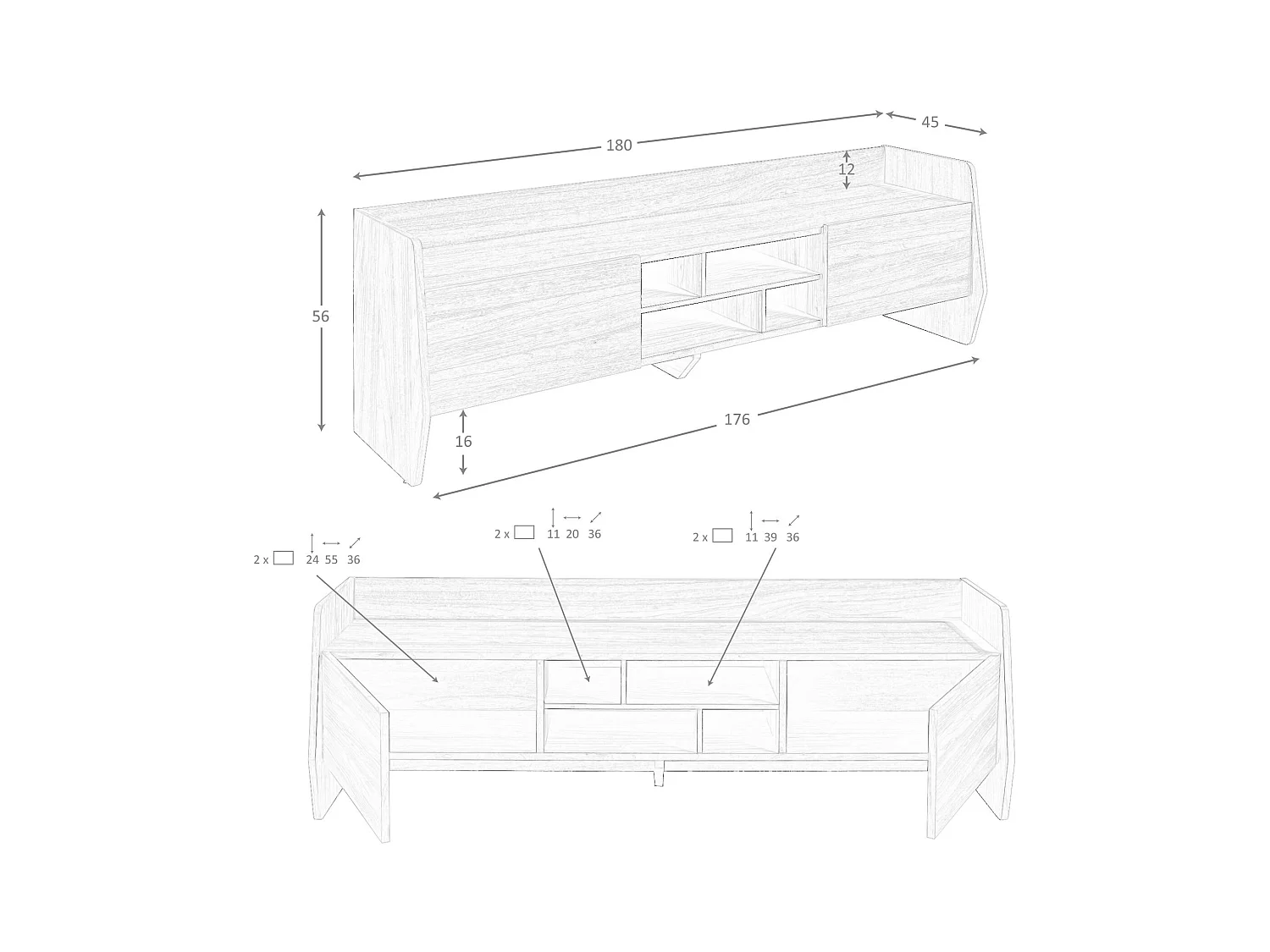 TV-Ständer aus Nussbaum 3267 ANGEL CERDA