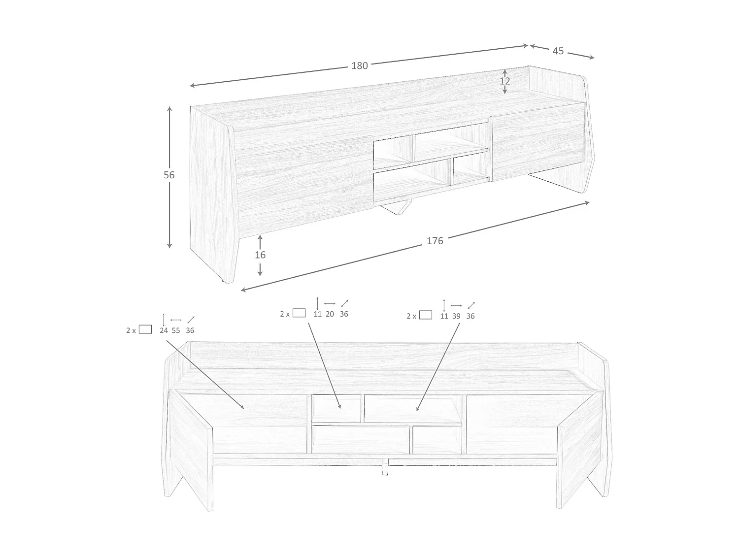 Meuble TV en noyer 3267 ANGEL CERDA