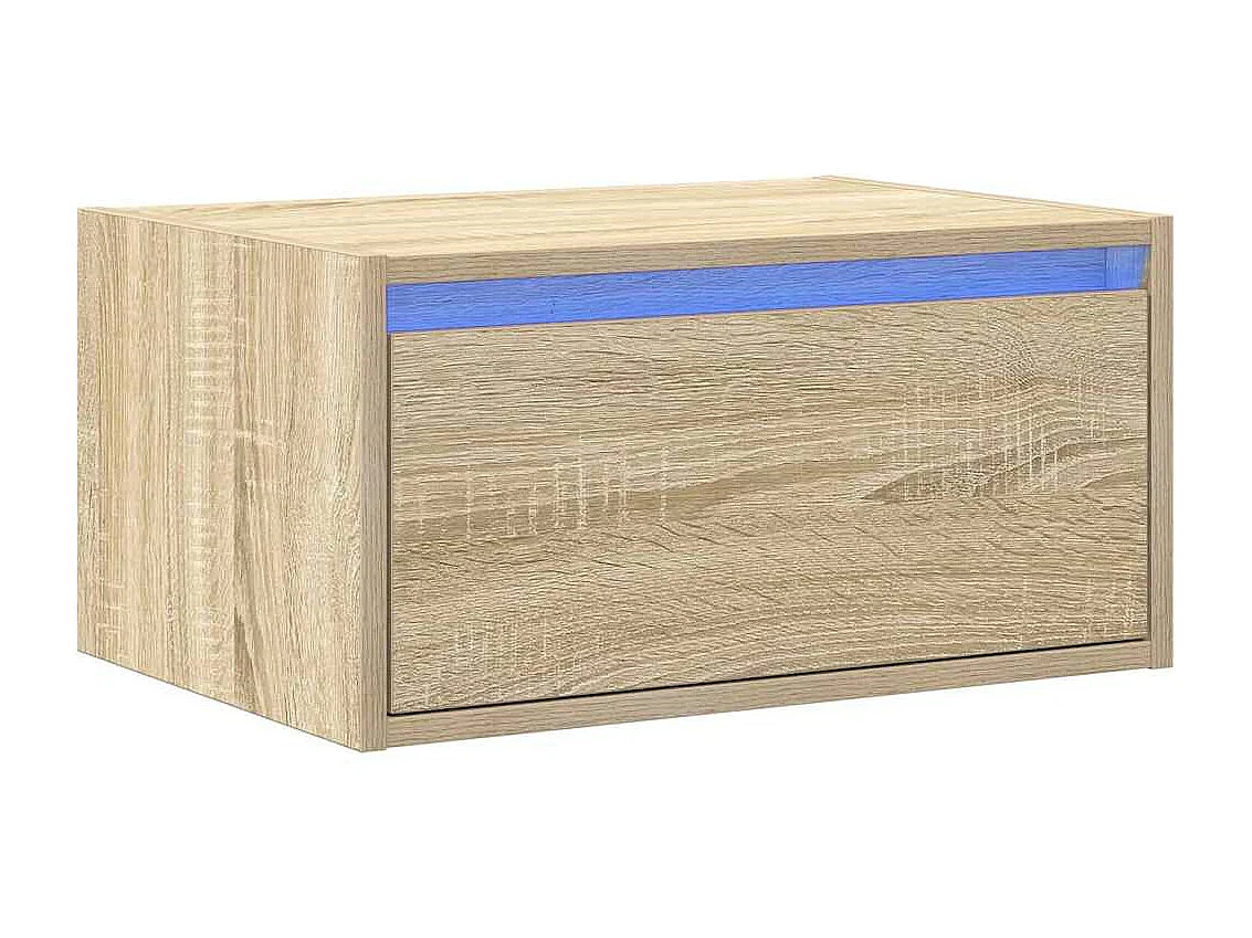 Table de chevet murale avec lumières LED chêne sonoma