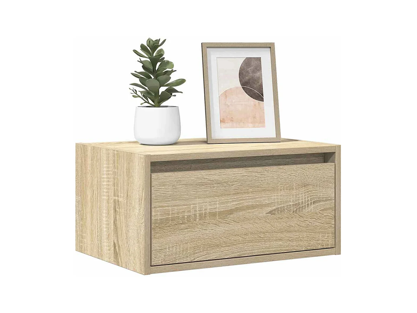 Table de chevet murale avec lumières LED chêne sonoma