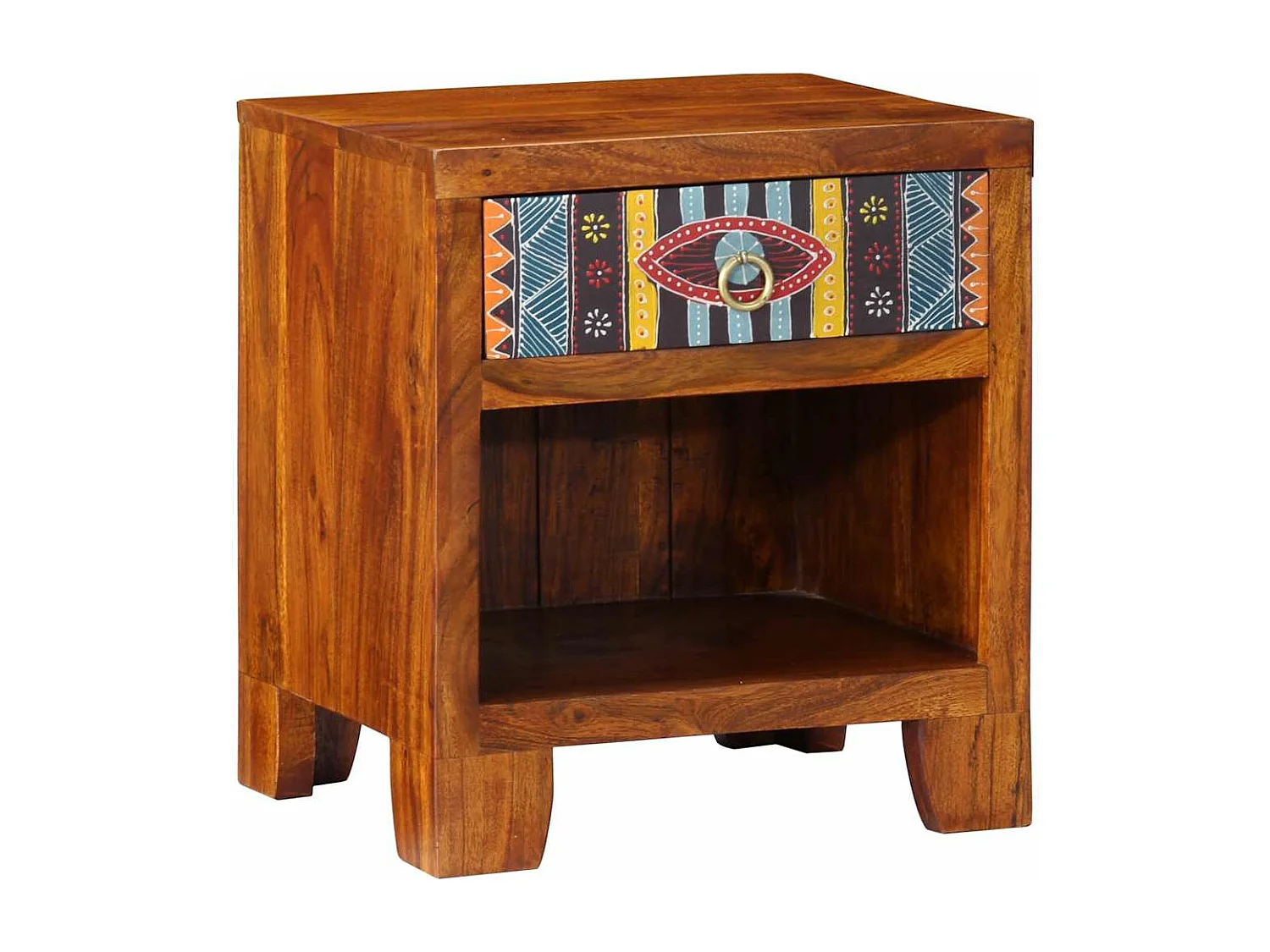 Table de chevet 2 pièces 40x35x45 cm bois d'acacia massif