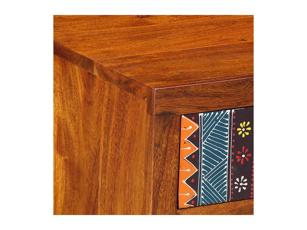 Table de chevet 2 pièces 40x35x45 cm bois d'acacia massif