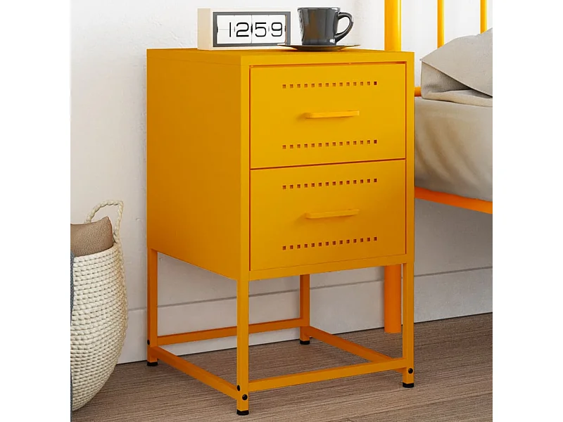 Table de chevet jaune moutarde 36x39x60,5 cm acier