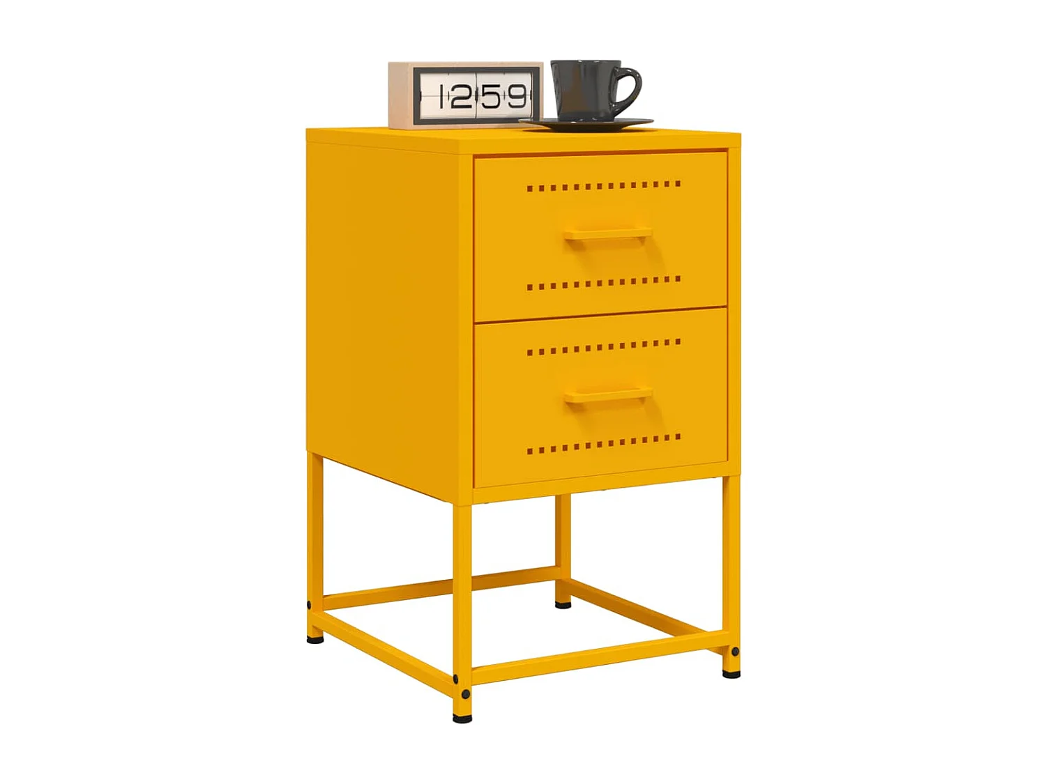 Table de chevet jaune moutarde 36x39x60,5 cm acier