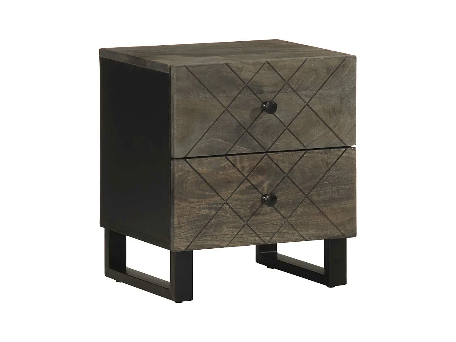 Mesita de noche de madera maciza de mango negra 40x33x46 cm