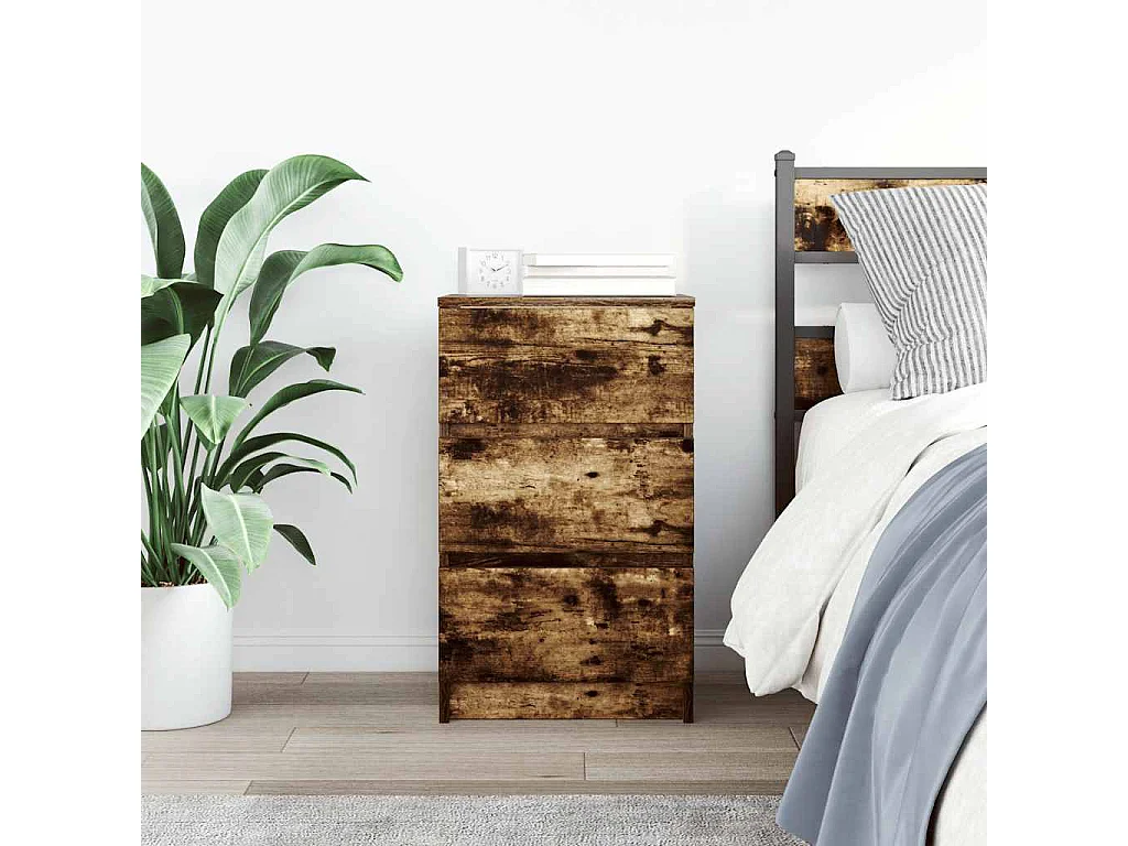 Nachtkastje met 3 lades 39x35x65 cm gerookt eikenkleurig