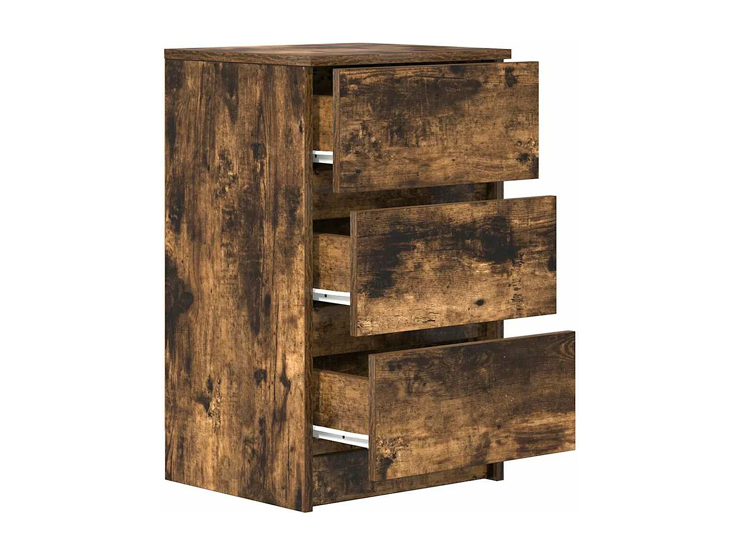 Table de chevet avec 3 tiroirs chêne fumé 39x35x65 cm