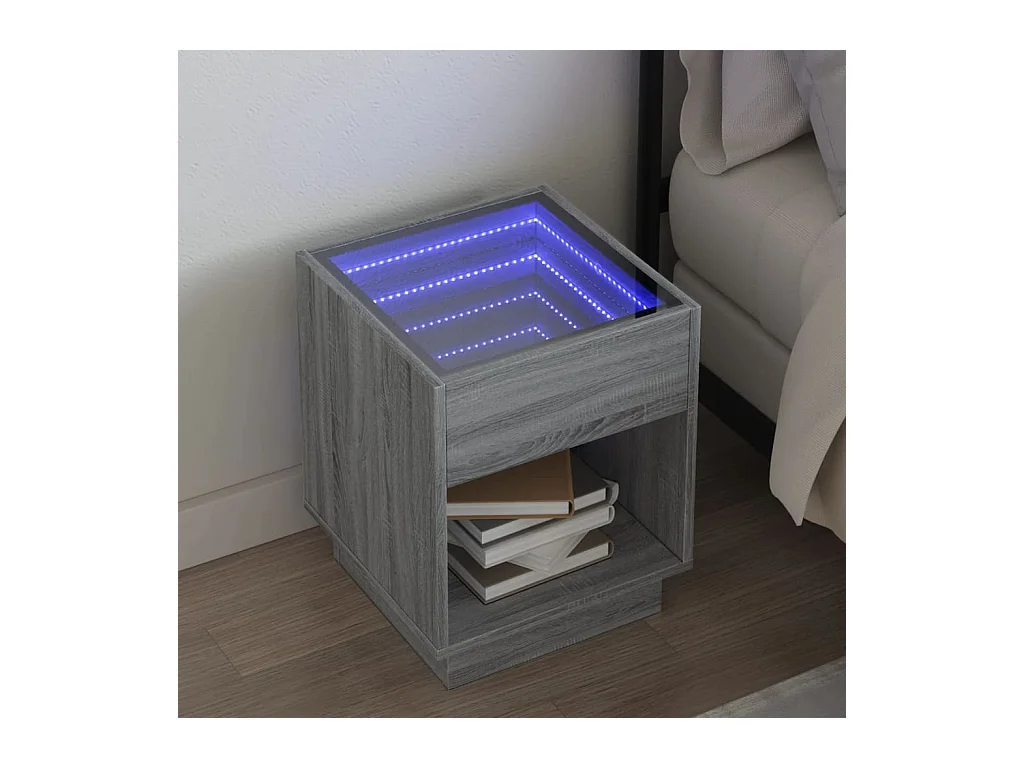 Mesa de centro con Infinity LED gris Sonoma 40x40x50 cm