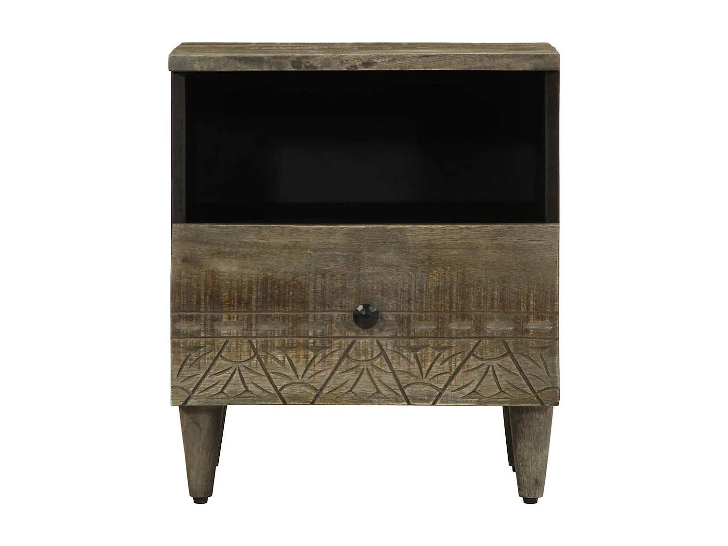 Tables chevet 2 pièces gris clair 40x33x46 cm bois manguier solide