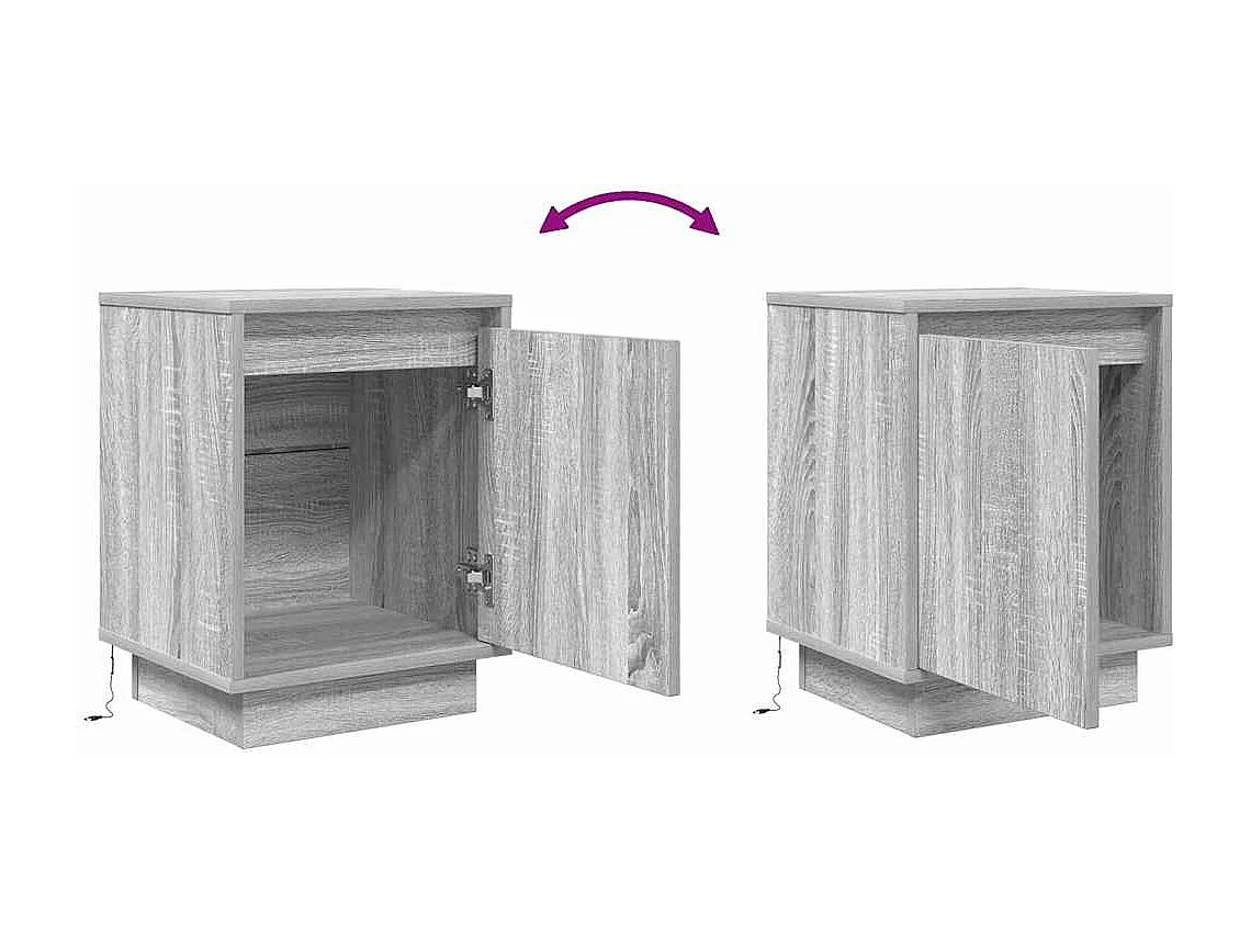 Table de chevet avec lumières LED sonoma gris 38x34x50 cm