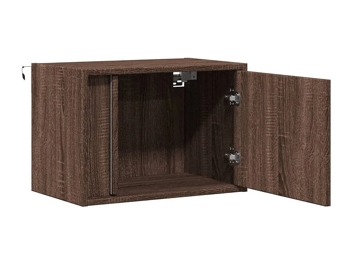 Table de chevet murale avec lumières LED chêne marron