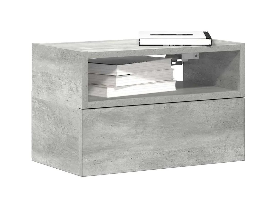 Tables de chevet murales 2 pièces gris béton 45x26x28,5 cm