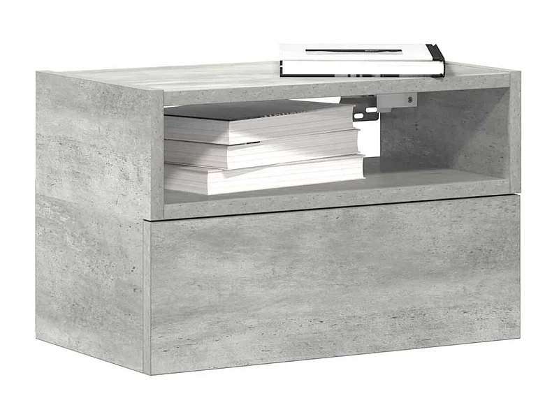Tables de chevet murales 2 pièces gris béton 45x26x28,5 cm