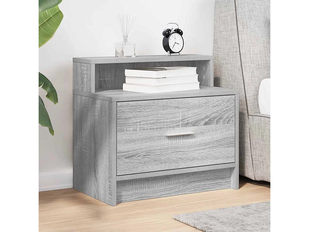 Table de chevet avec tiroir sonoma gris 51x31x47 cm