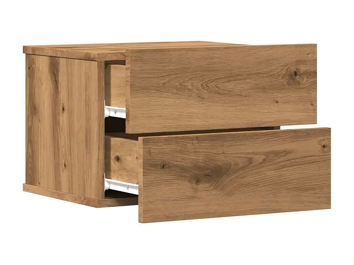 Table de chevet murale chêne artisanal 40x32x30 cm