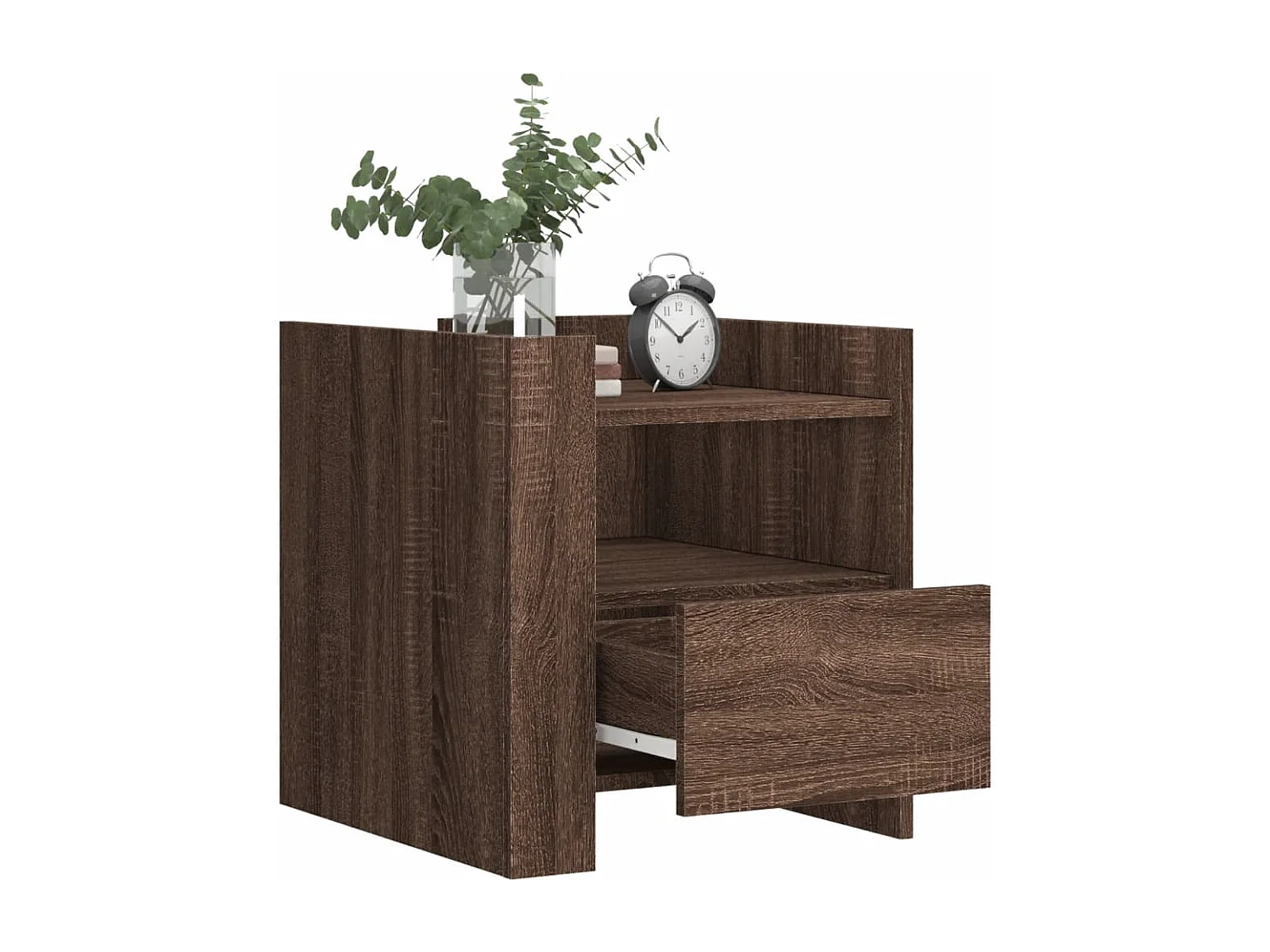 Mesita de noche madera de ingeniería roble marrón 45x50x50 cm