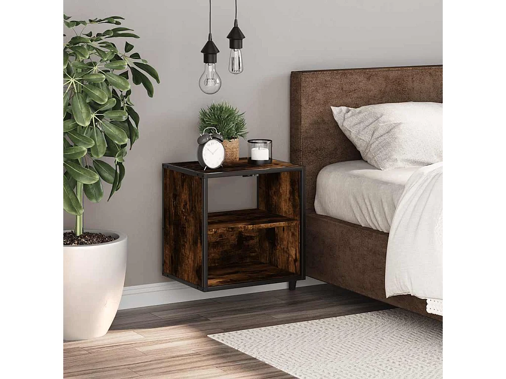 Table de chevet murale Chêne fumé 40x31x39,5 cm
