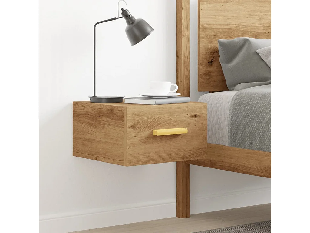 Mesa de cabeceira de parede 35x35x20 cm cor carvalho artisiano