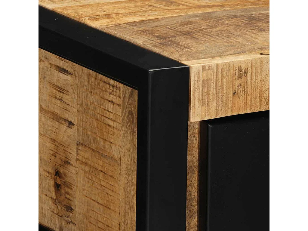 Tables de chevet 2 pièces 40x35x25 cm bois de manguier massif brut