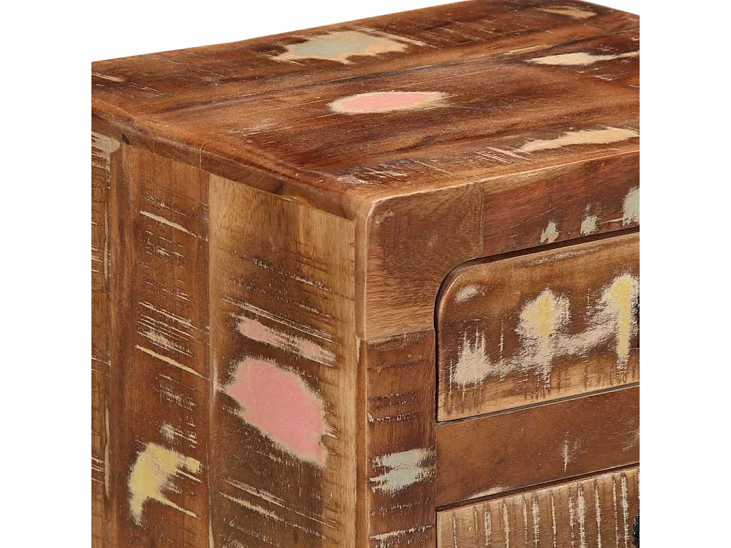 Table de chevet 2 pièces 37x32x50 cm bois massif de récupération