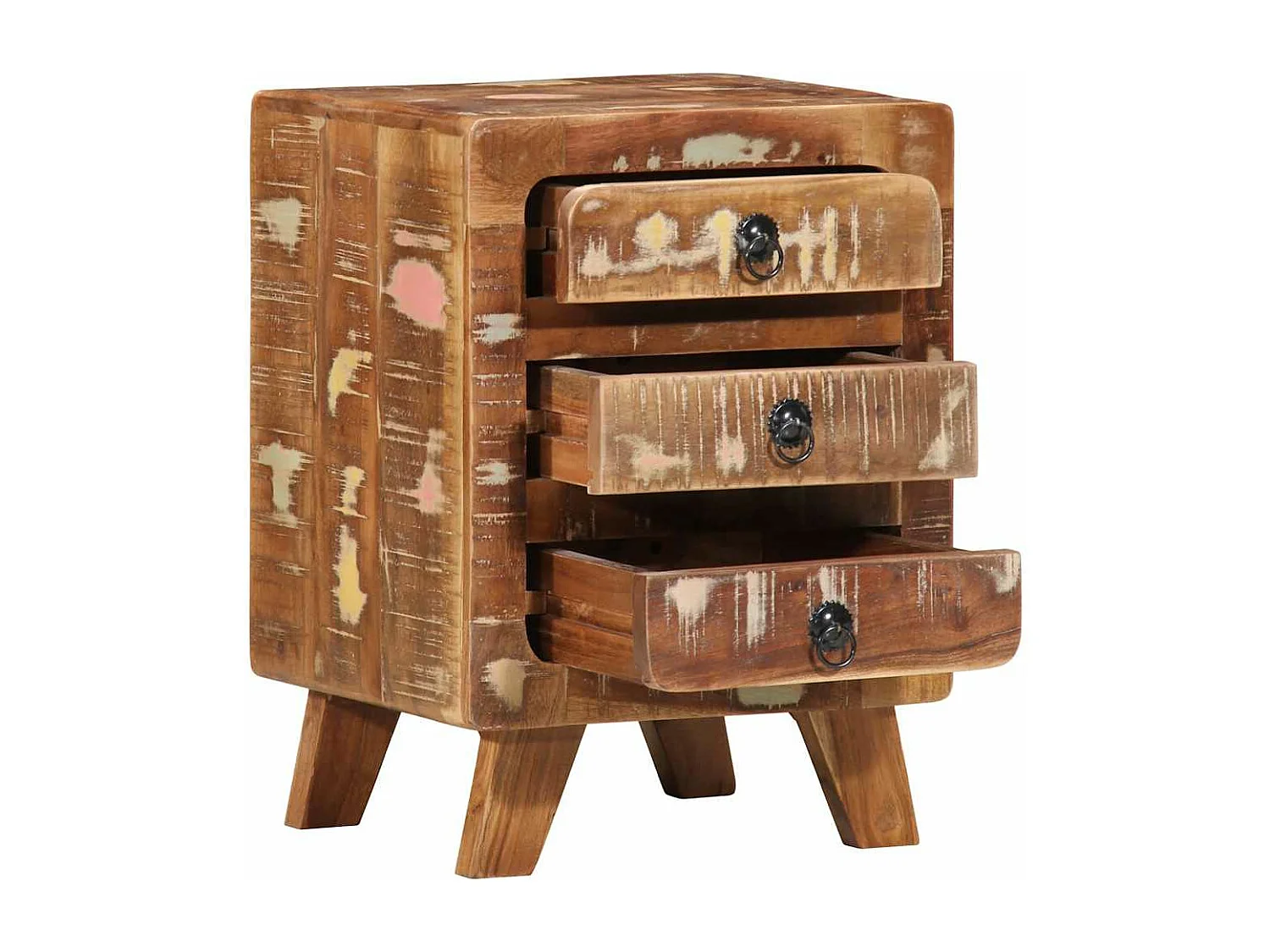 Mesilla de noche 2 unidades 37x32x50 cm madera maciza reciclada