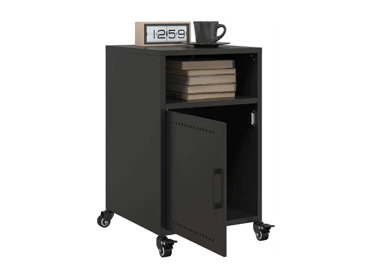 Tables de chevet 2 pièces noir 36x39x59 cm acier