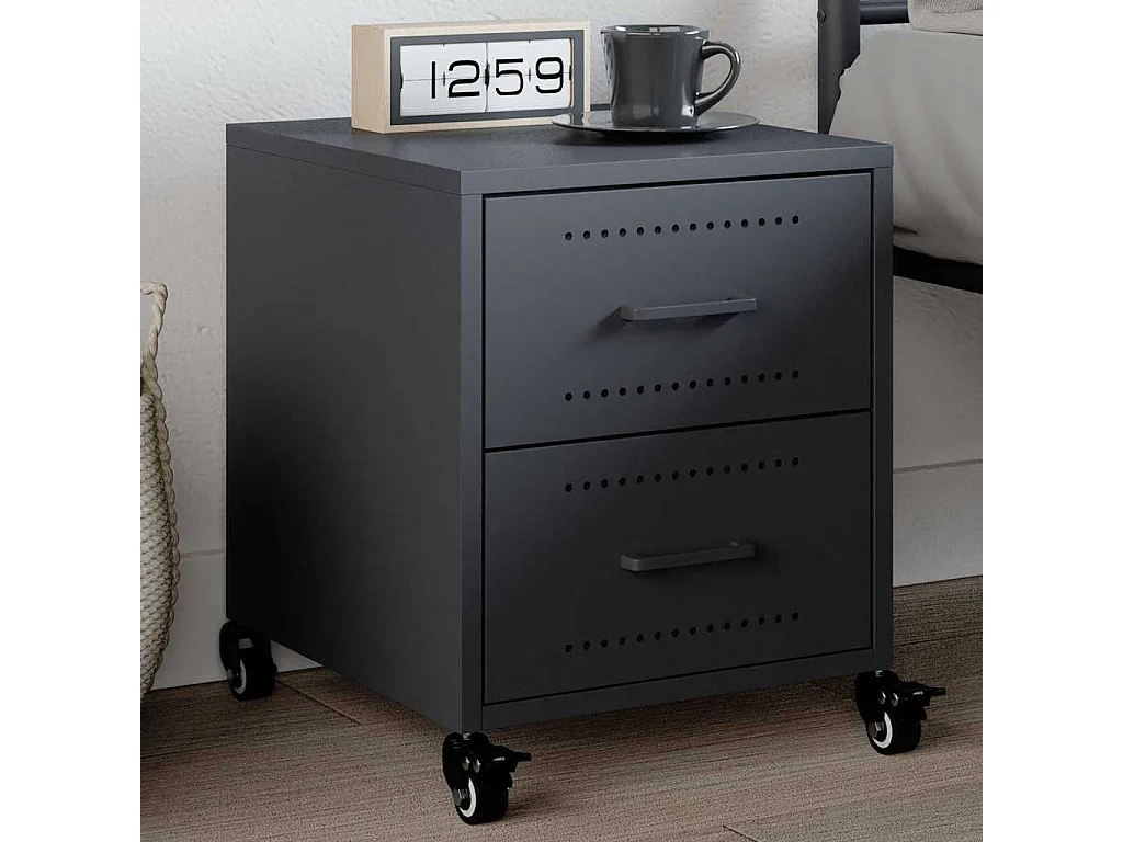 Table de chevet anthracite 36x39x43,5 cm acier