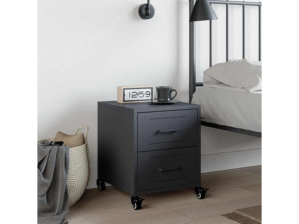 Table de chevet anthracite 36x39x43,5 cm acier