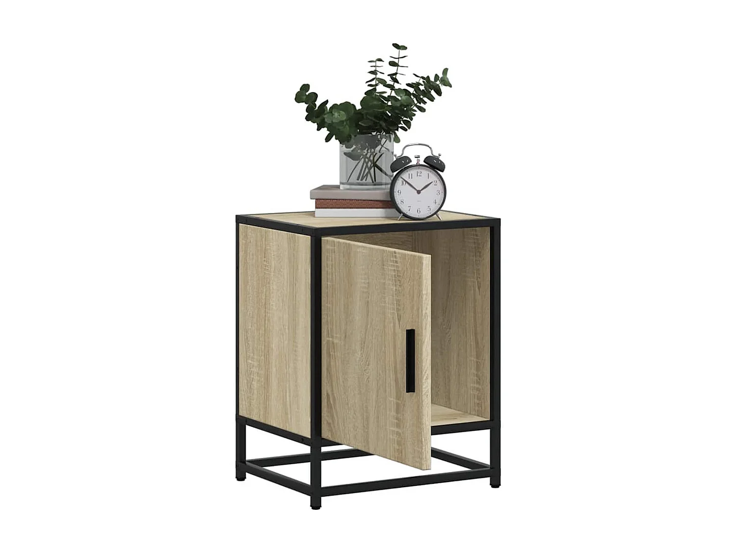 Tables de chevet 2 pièces chêne sonoma bois d'ingénierie et métal