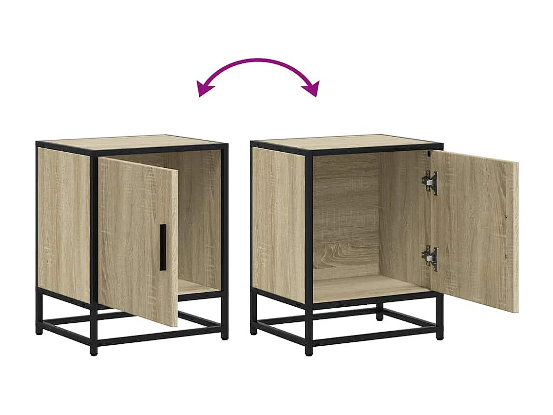 Tables de chevet 2 pièces chêne sonoma bois d'ingénierie et métal