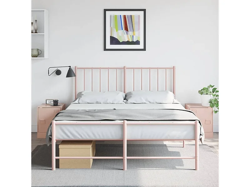 Tables de chevet 2 pièces rose 34,5x39x44 cm acier