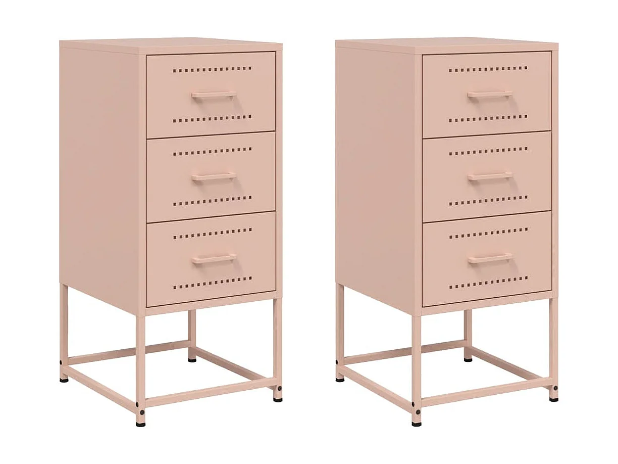 Tables de chevet 2 pièces rose 36x39x78 cm acier