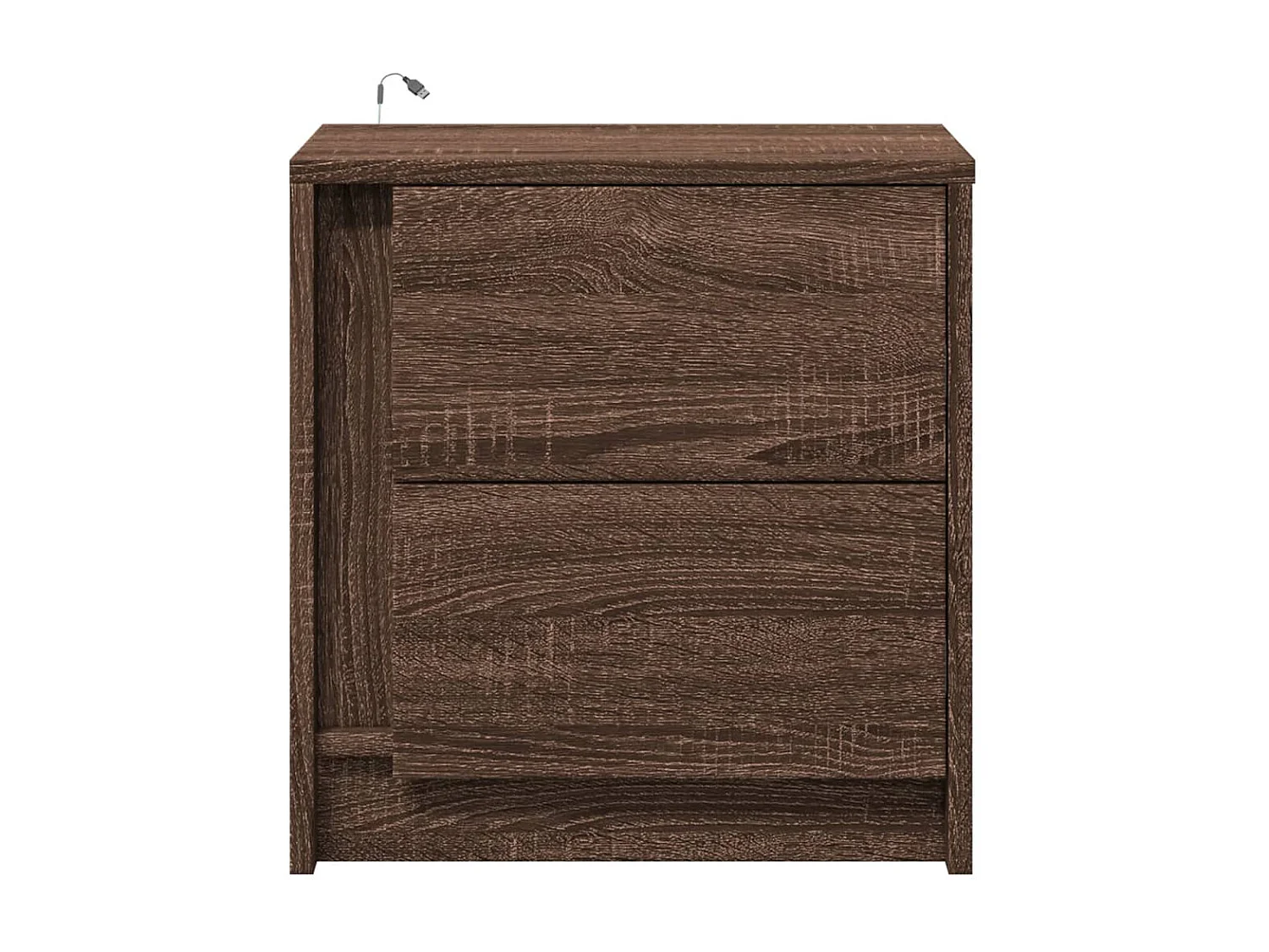 Table de chevet et lumières LED chêne marron bois ingénierie