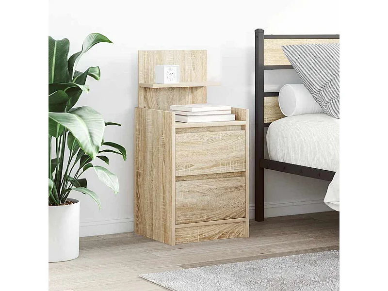 Mesillas de noche con 2 cajones 2 unidades roble Sonoma 38x34x80 cm