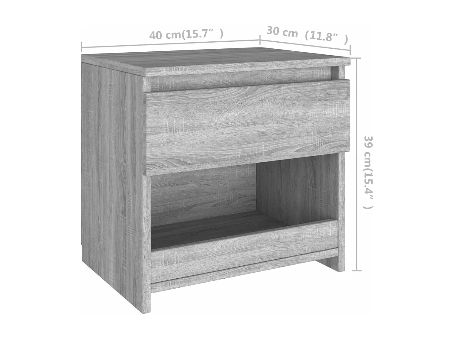 Table de chevet Sonoma gris 40x30x39 cm Bois d'ingénierie