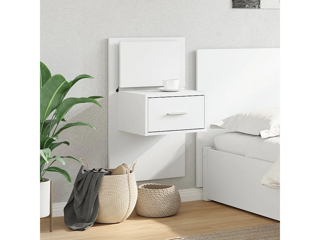 Mesa de cabeceira de parede com luzes LED branco