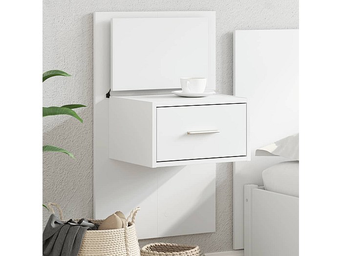 Nachtkastje Met 3 Lades, Off-White Nachtkastje Voor Slaapkamer Volledig Gemonteerd Houten Bijzettafel